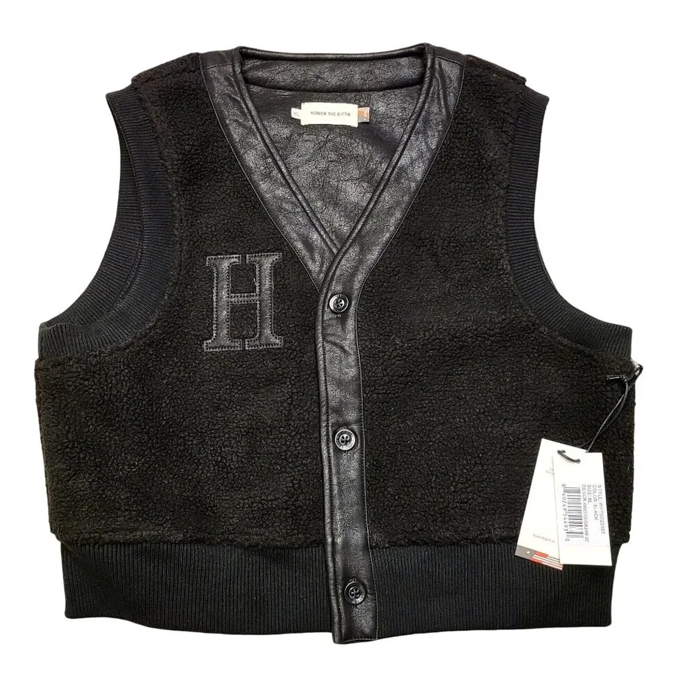Women's Bonded Vegan leather Vest sherpa NWT Size XL Honor the Gift - Picture 1 of 15